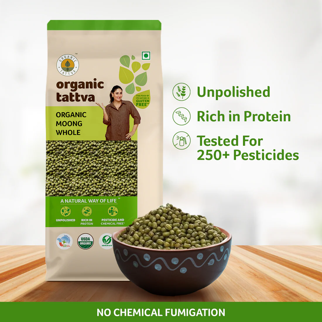 MOONG WHOLE ORGANIC TATTVA MOONG WHOLE - Image 1